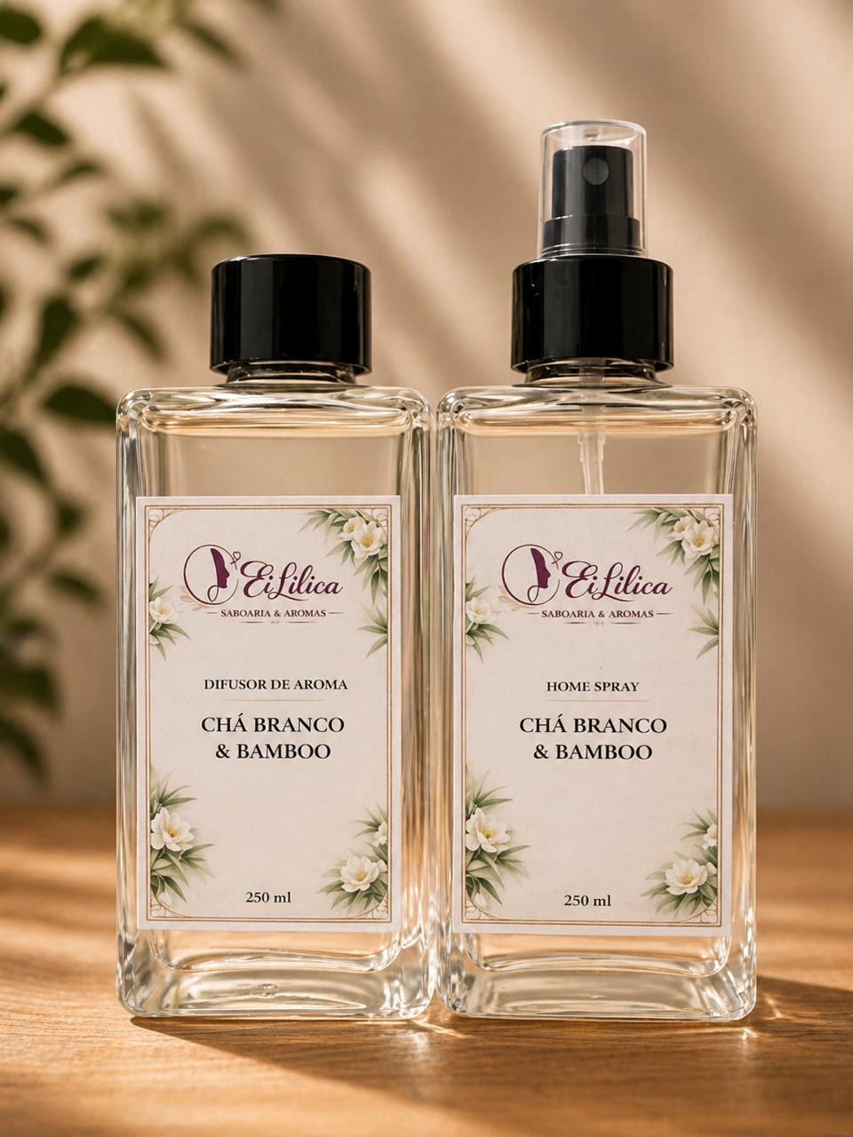 KIT Difusor e Home Spray de ambiente (vidro ) CHÁ BRANCO COM BAMBOO