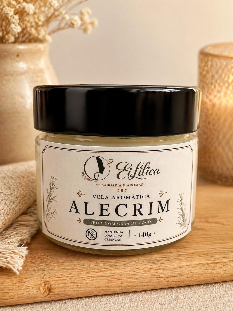 Vela Aromática feita de cera de coco ALECRIM