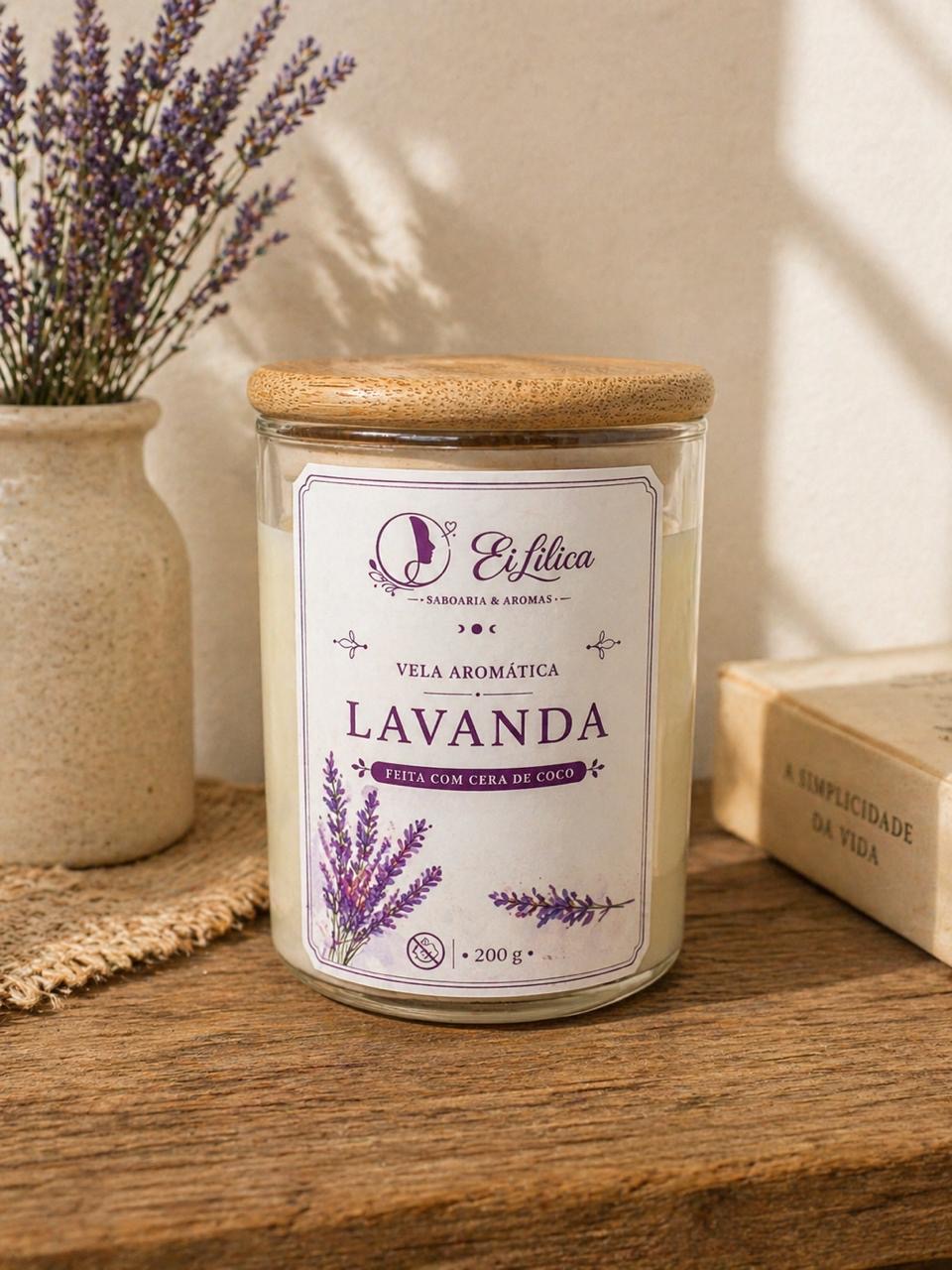 Vela Aromática com cera de coco 200gr LAVANDA