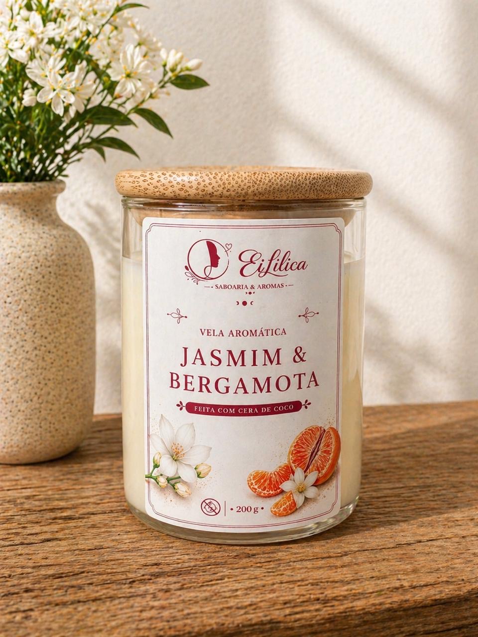 Vela Aromática com cera de coco 200gr JASMIM & BERGAMOTA